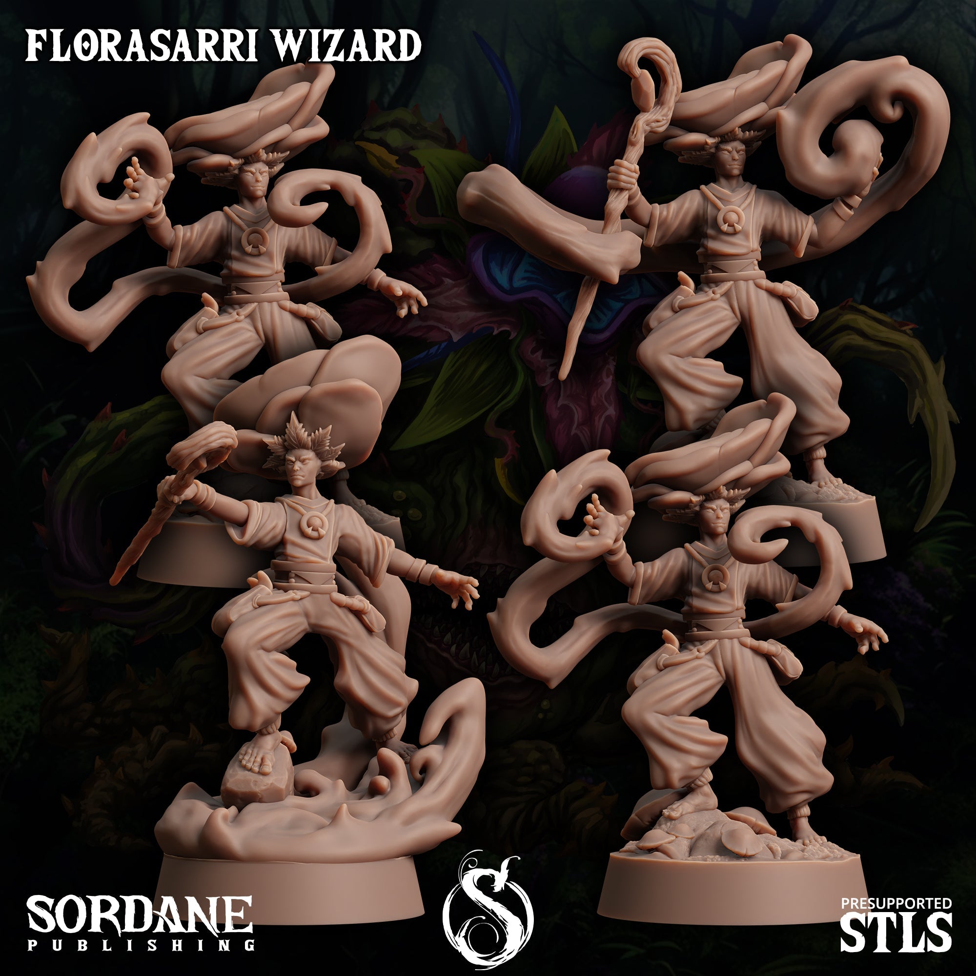 3D Printed Sordane Publishing Florasarri Wizard Cupid's Embrace Set 28 32mm D&D (Online Only)