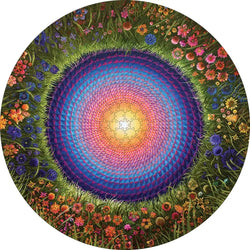 Flower Mandala by Justin Lovato 500 Piece Round Jigsaw Puzzle Pomegranate