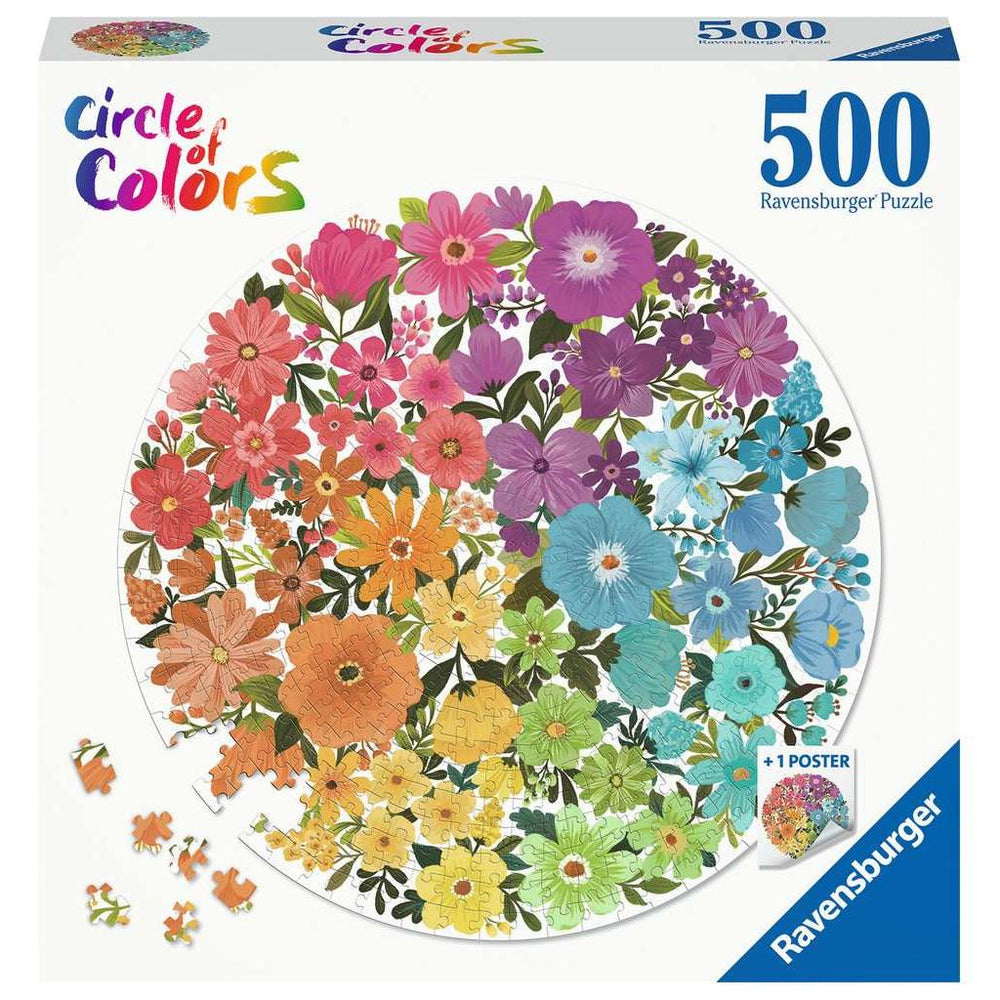 Flowers "Circle of Colors" 500 Piece Round Jigsaw Puzzle Ravensburger (ONLINE ORDER ONLY)
