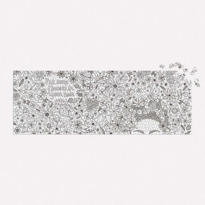 Flowers In Your Hair Color-In 1000 Piece Panoramic Jigsaw Puzzle Galison (ONLINE ORDER ONLY)
