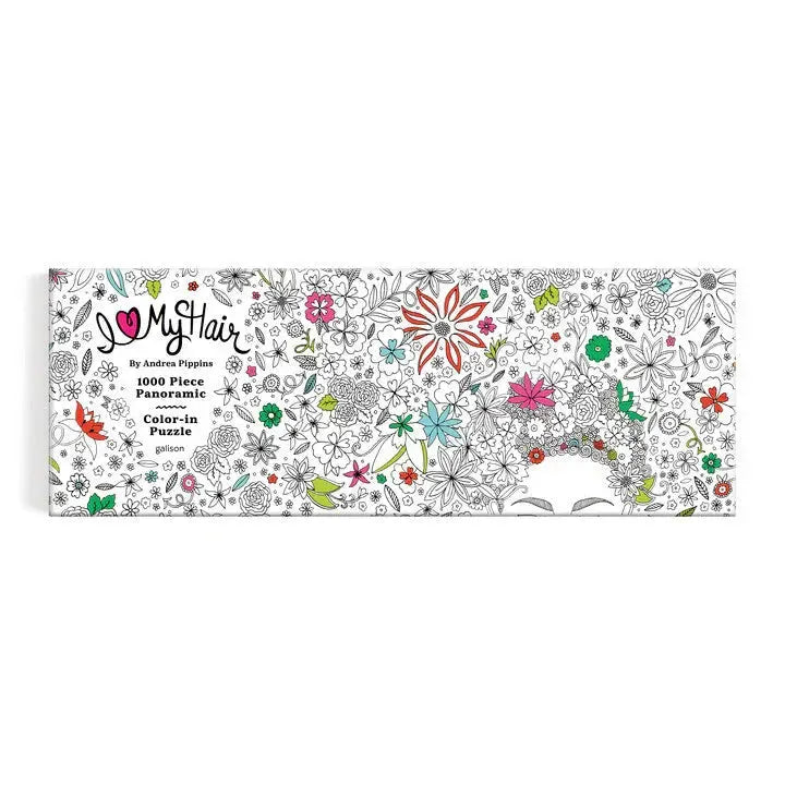 Flowers In Your Hair Color-In 1000 Piece Panoramic Jigsaw Puzzle Galison