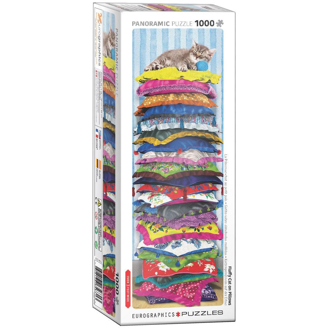 Fluffy Cat on Pillows 1000 Piece Panoramic Jigsaw Puzzle Eurographics (ONLINE ORDER ONLY)