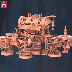 3D Printed STL Miniatures Flying Carpet Vendor Set 28 - 32mm War Gaming D&D (Online Only)