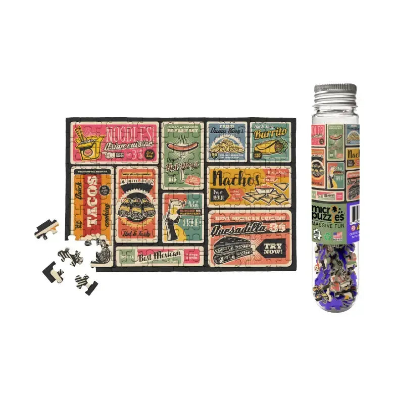 Food Retro Design for Foodies 150 Piece Mini Jigsaw Puzzle Micro Puzzles