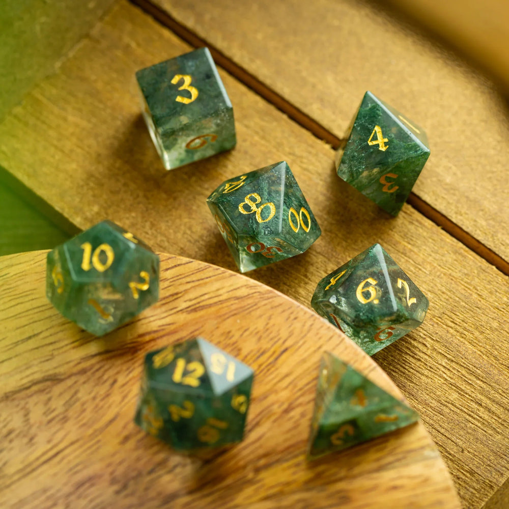 Forest Moss Green Glass DND Dice Set (ONLINE ORDER ONLY)