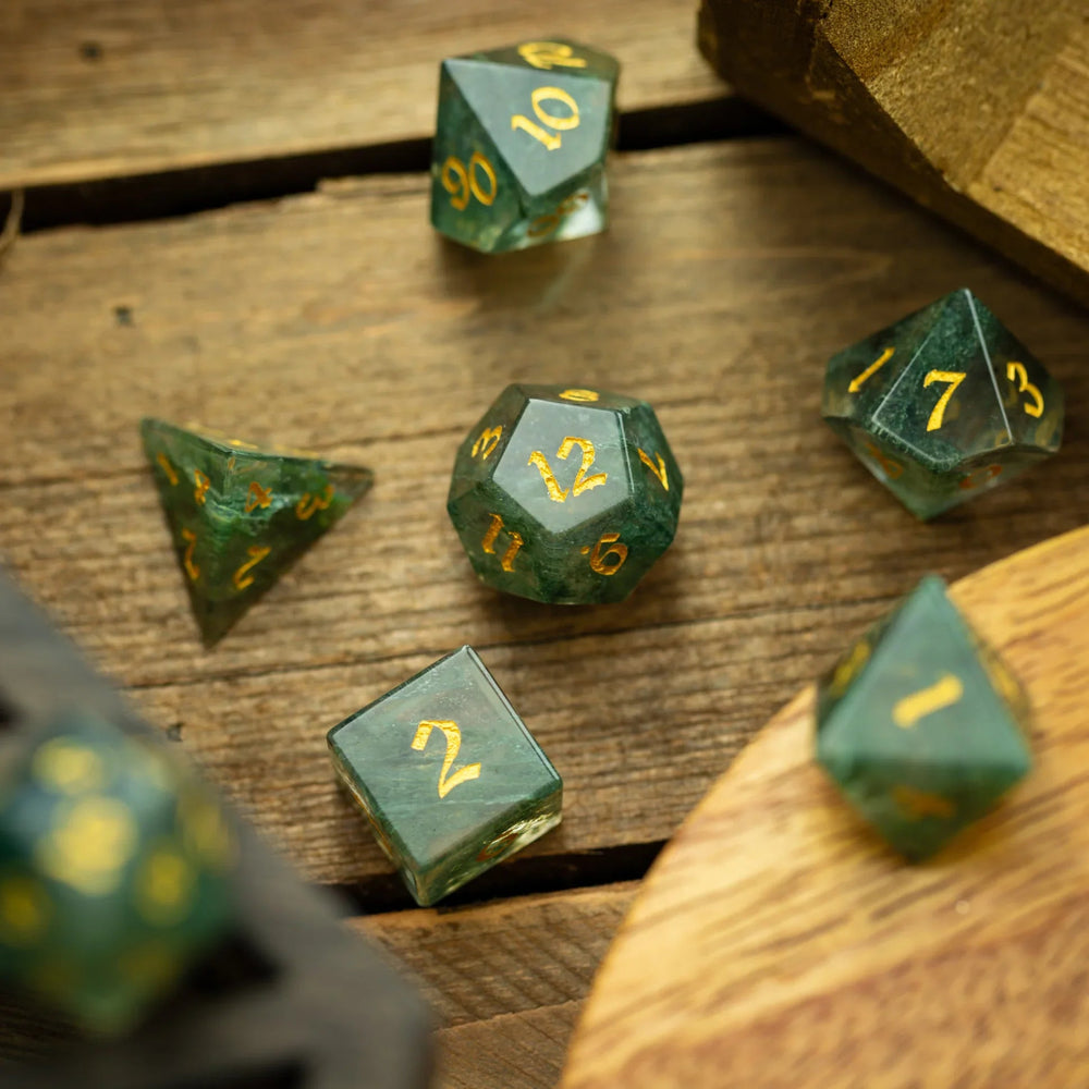 Forest Moss Green Glass DND Dice Set (ONLINE ORDER ONLY)