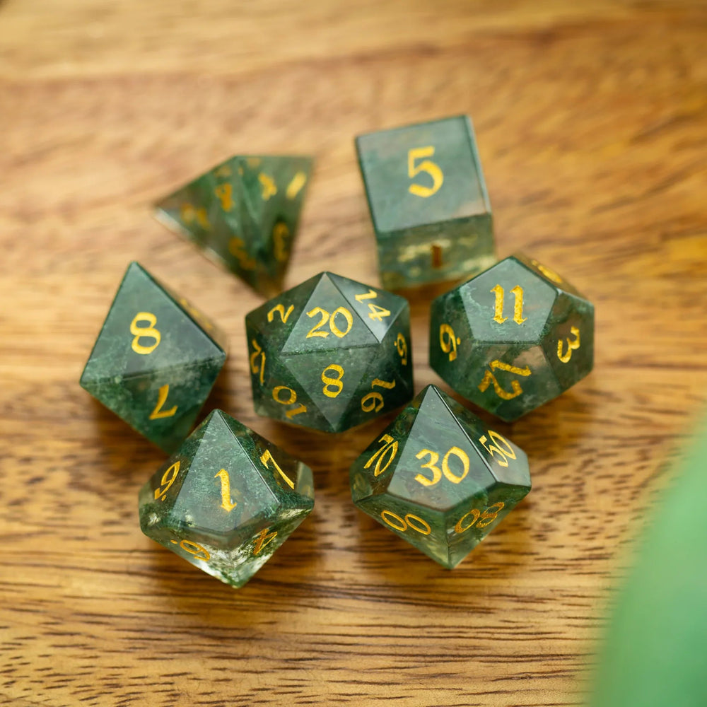 Forest Moss Green Glass DND Dice Set (ONLINE ORDER ONLY)