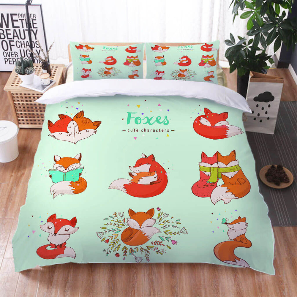 Fox Pattern Bedding Set Quilt Cover Without Filler (Online Order Only)