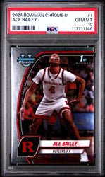 Graded 2024 Topps Bowman U Chrome Ace Bailey #1 Rookie RC Basketball Card PSA 10 Gem Mint (ONLINE ORDER ONLY)