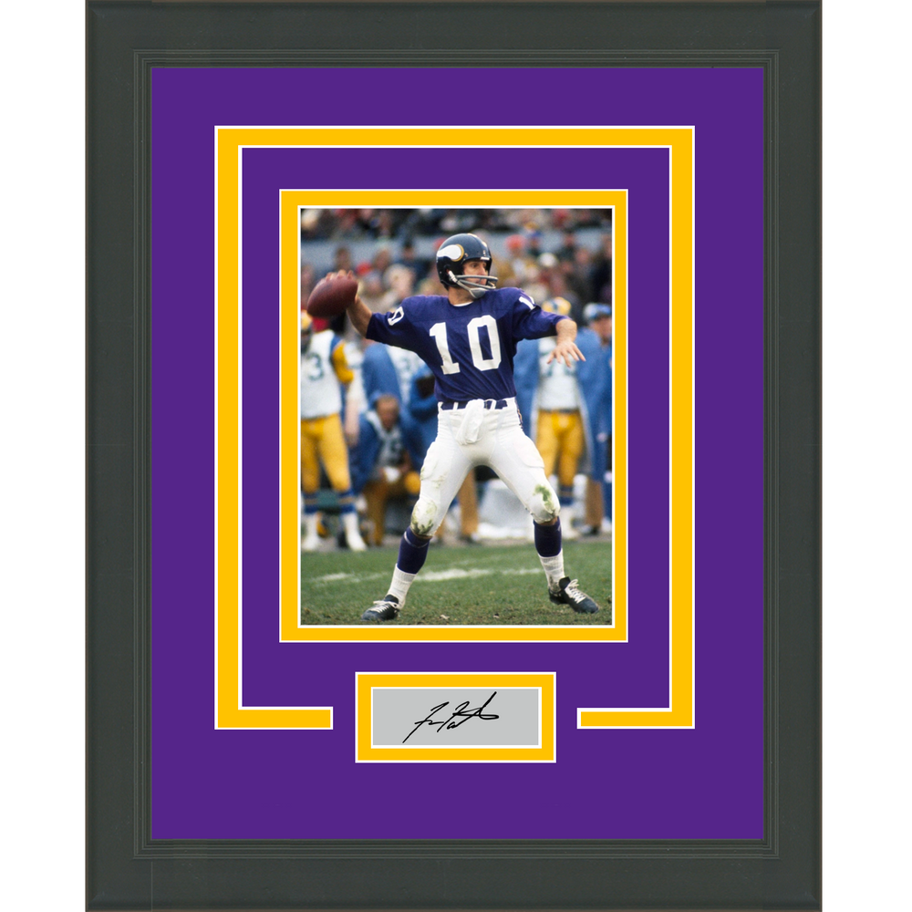 Framed Fran Tarkenton Facsimile Laser Engraved Signature Auto Minnesota Vikings 11x14 Football Photo (ONLINE ORDER ONLY)