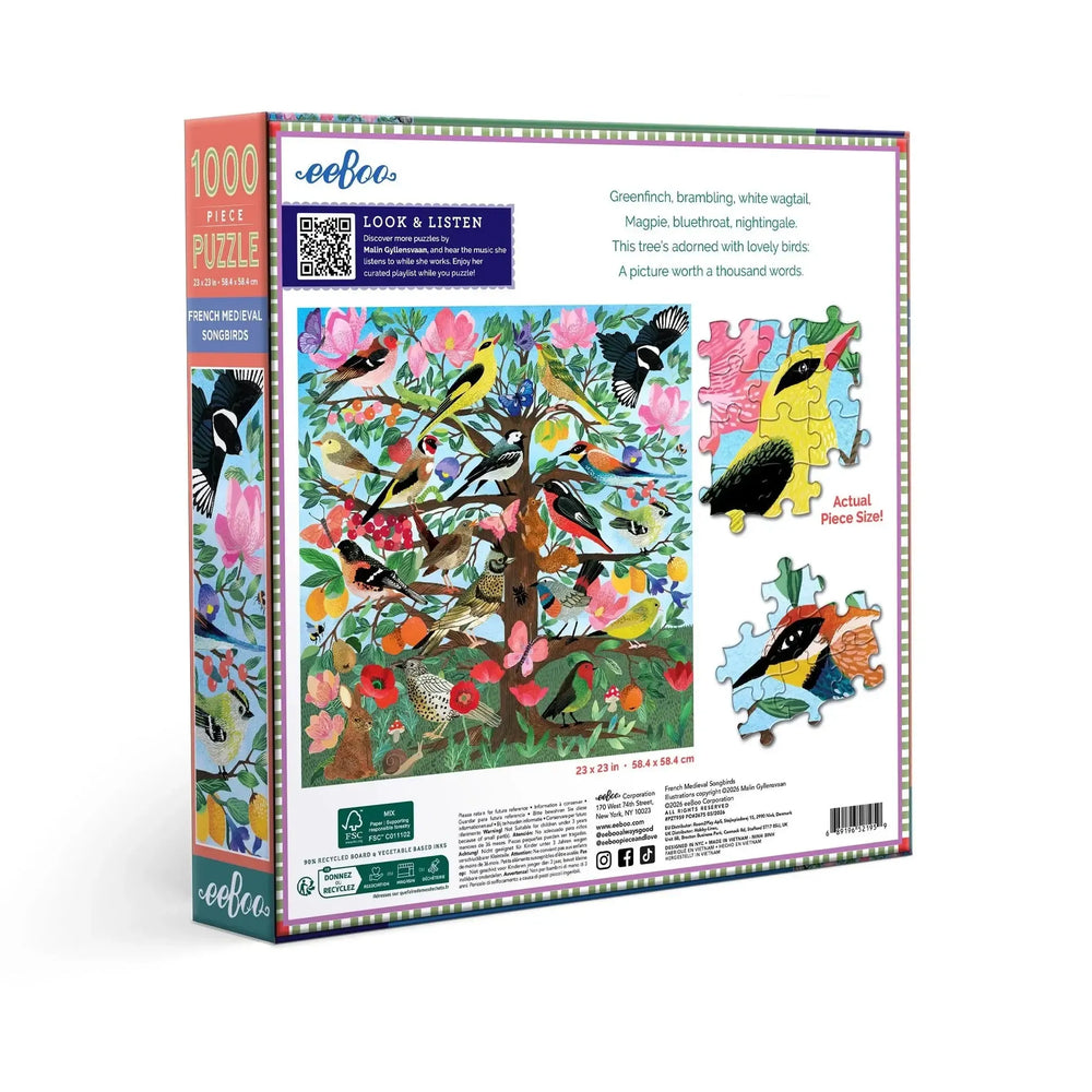 French Medieval Songbirds 1000 Piece Jigsaw Puzzle eeBoo