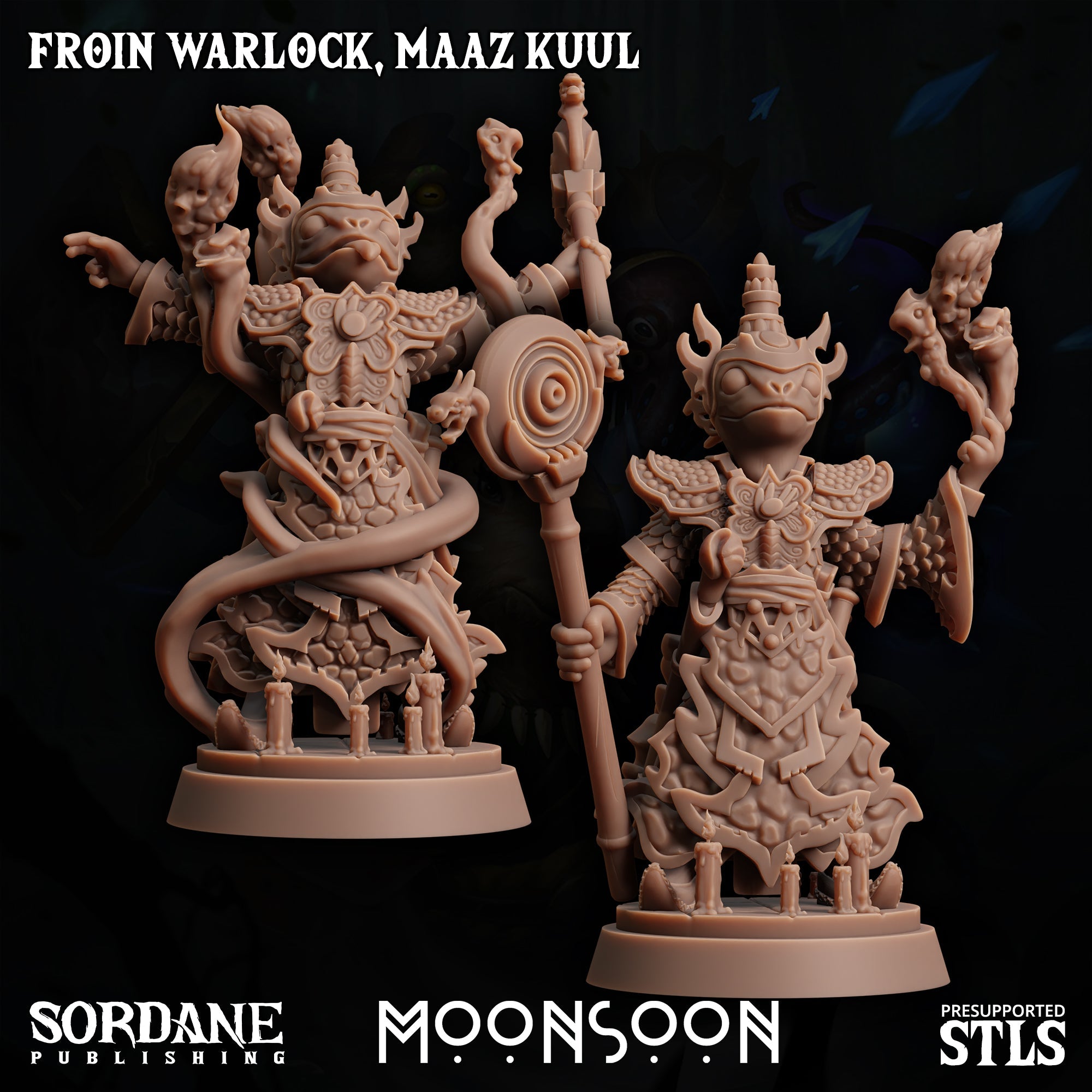 3D Printed Sordane Publishing Froin Warlock Maaz Kuul Moonsoon 28 32mm D&D (Online Only)