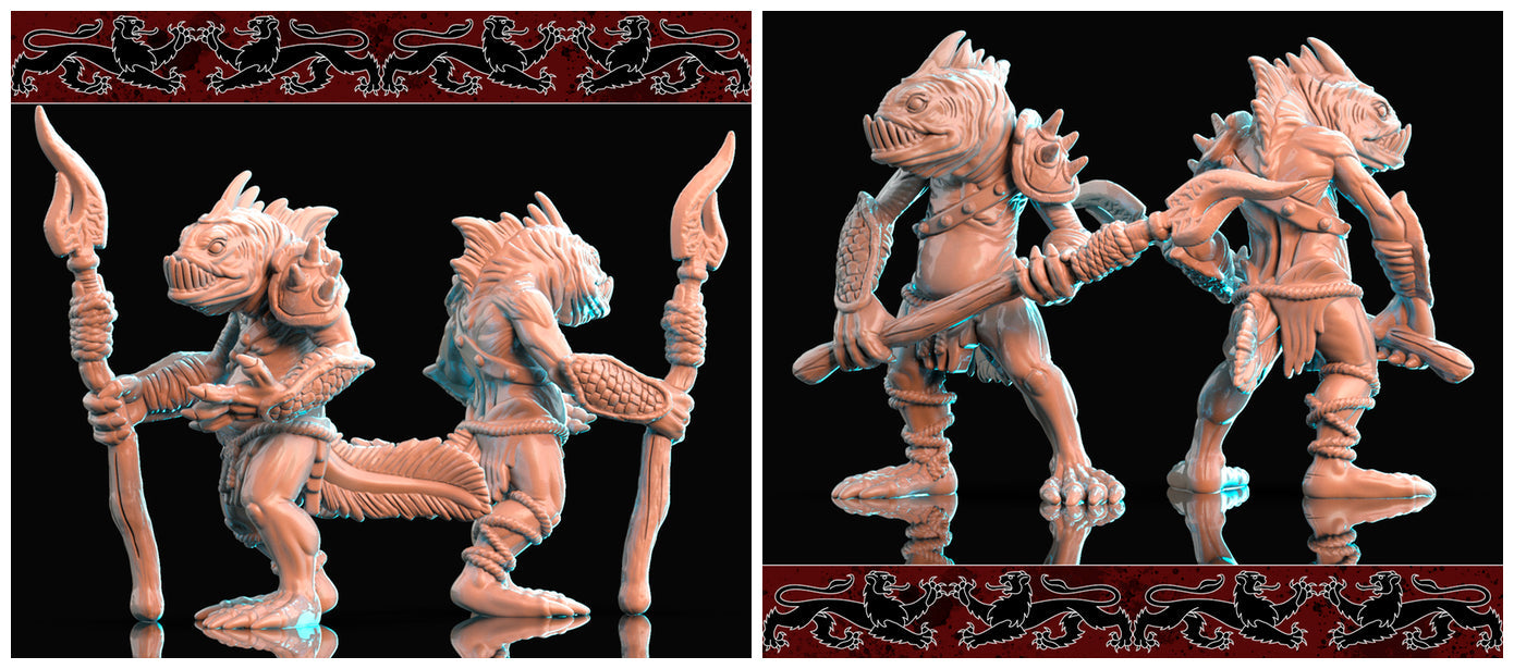 3D Printed Brayan Nafarrate Deep Sea Fish Men 28mm 32mm D&D (Online Only)
