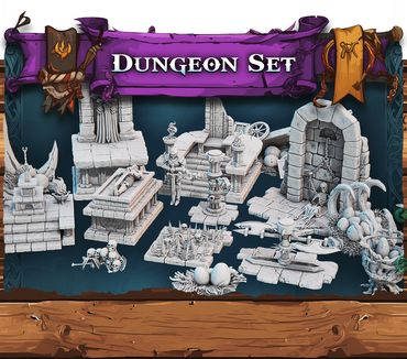 3D Printed STL Miniatures Fantasy Props 2 Dungeons Set 28 - 32mm War Gaming D&D (Online Only)