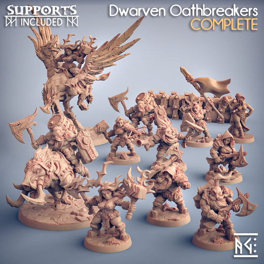 3D Printed Artisan Guild Helga on Gryphon Dwarven Oathbreakers 28mm 32mm (Online Only)
