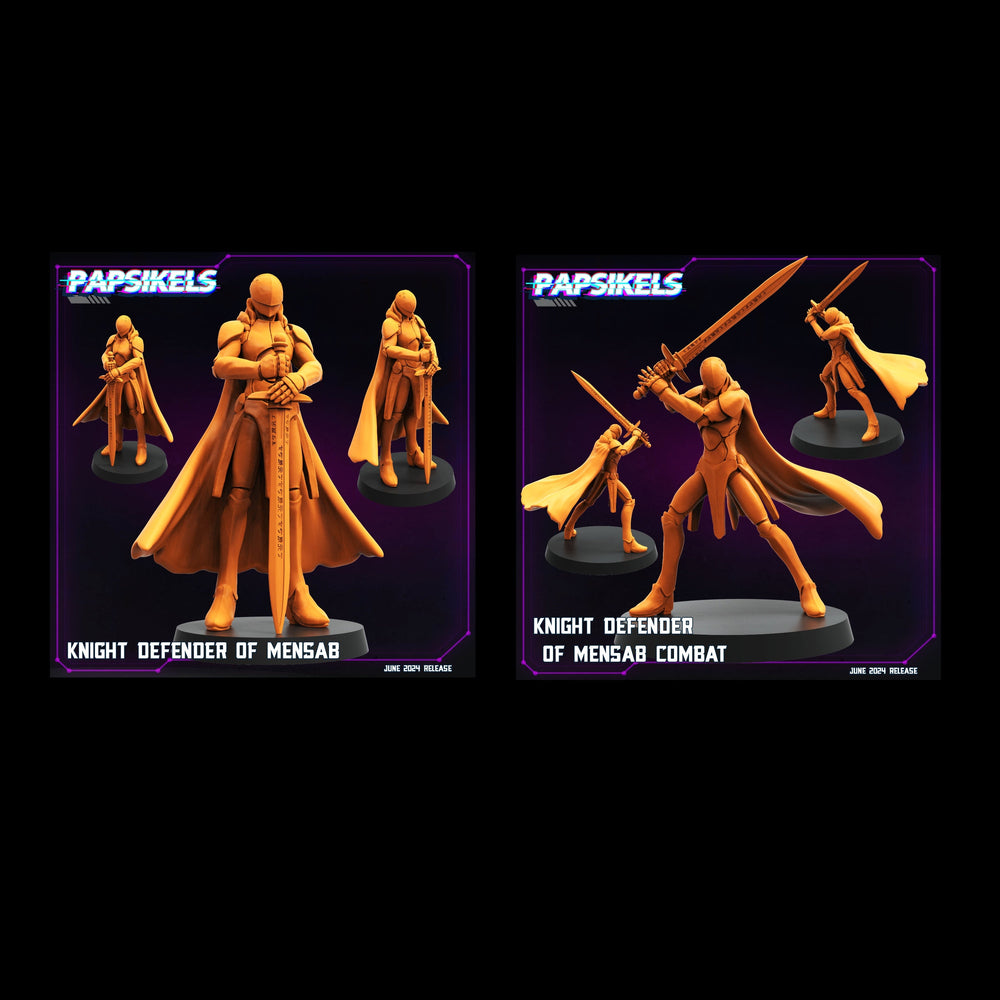 3D Printed Papsikels Knight Defender Of Mensab Set JUNE 2024 TRIBES - CYBERPUNK 28mm 32mm (Online Only)