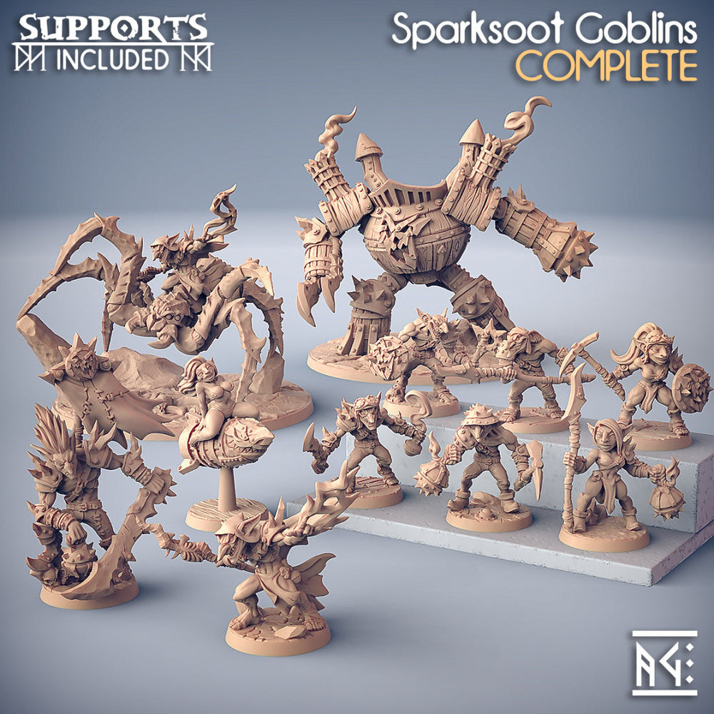 3D Printed Artisan Guild Sparksoot Scrap Golem Sparksoot Goblin Set 28mm 32mm (Online Only)