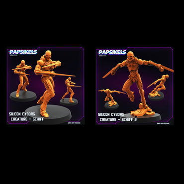 3D Printed Papsikels Silicon Cyborg Creature Schiff Set JUNE 2024 TRIBES - CYBERPUNK 28mm 32mm (Online Only)