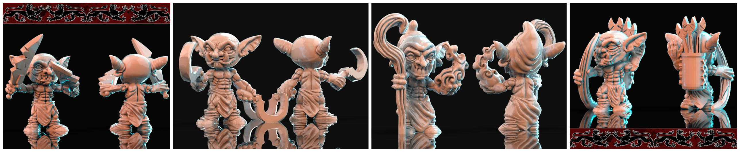 3D Printed Brayan Nafarrate Bestiary Creatures Volume 1 Goblins Set 28mm 32mm D&D (Online Only)