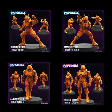 3D Printed Papsikels Masked Cyber Rider Tetsu Set JUNE 2024 TRIBES - CYBERPUNK 28mm 32mm (Online Only)