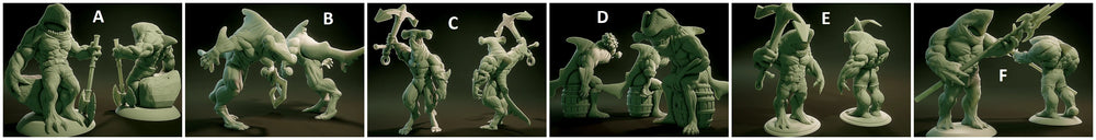 3D Printed Nafarrate Wereshark Lovecraftian Bestiary 28 32 mm D&D (Online Only)