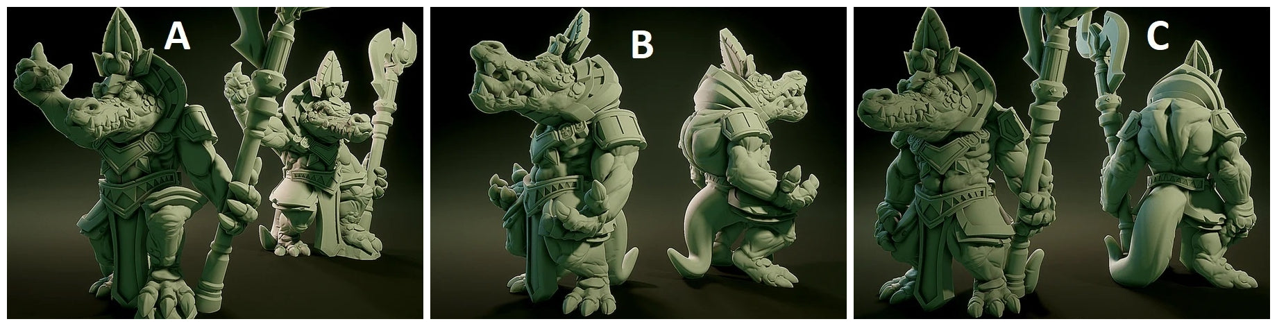 3D Printed Nafarrate Sobek Lovecraftian Bestiary 28 32 mm D&D (Online Only)