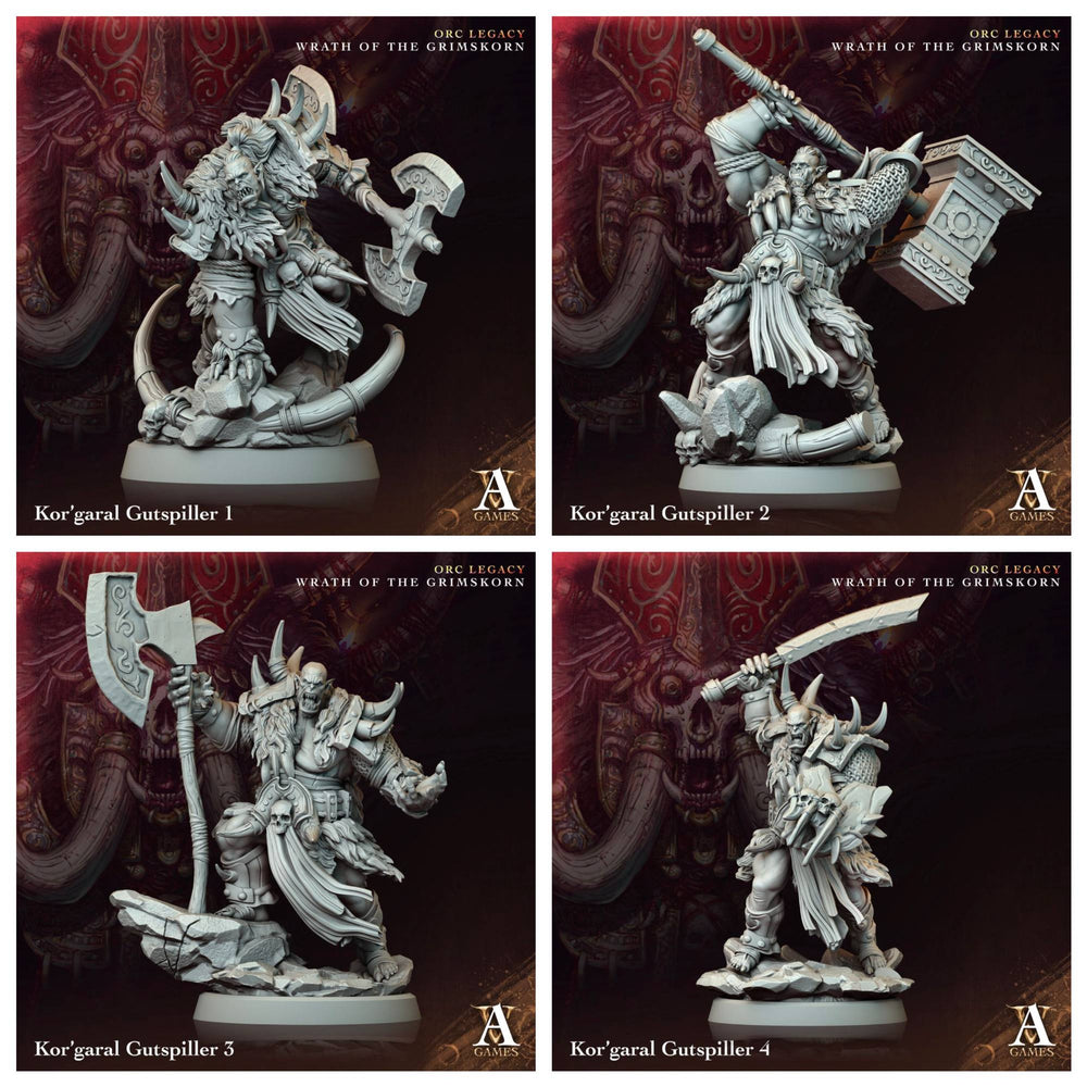 3D Printed Archvillain Games Kor’garal Gutspiller Orc Legacy Wrath of the Grimskorn 28 32mm D&D (Online Only)