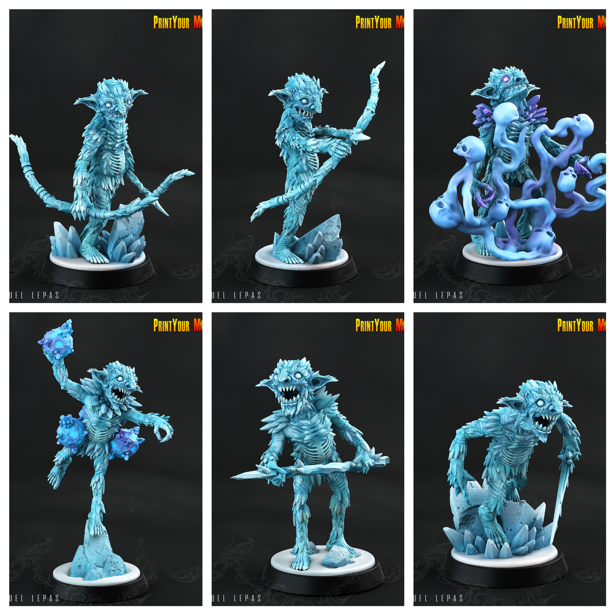 3D Printed Print your Monster Frost Shard Goblins - Ice Goblin 28mm 32mm D&D (Online Only)