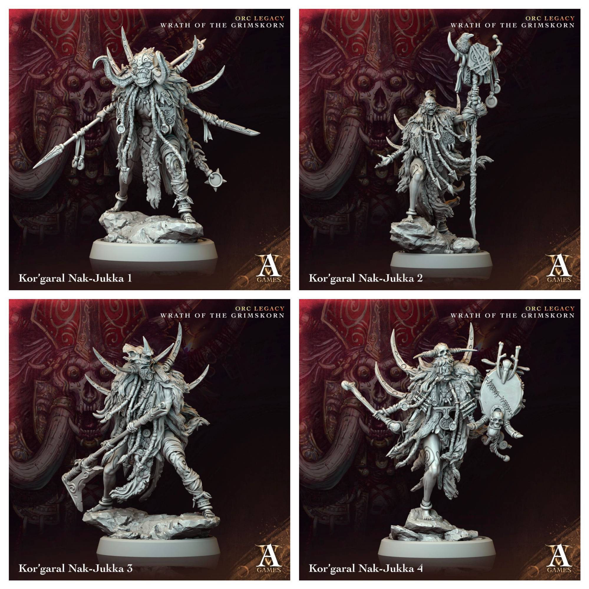 3D Printed Archvillain Games Kor’garal Nak Jukka Orc Legacy Wrath of the Grimskorn 28 32mm D&D (Online Only)