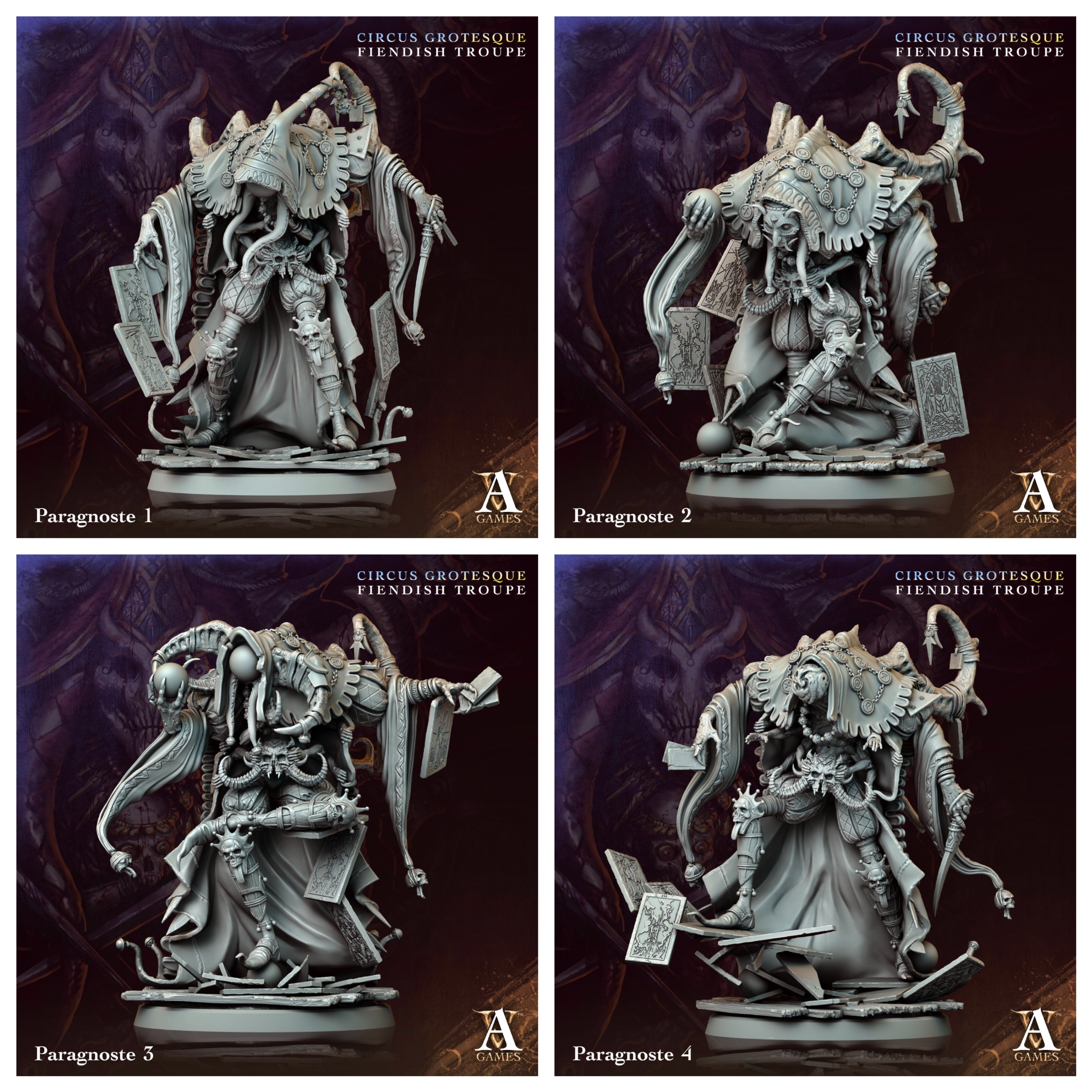 3D Printed Archvillain Games Paragnoste Circus Grotesque Fiendish Troupe 28 32mm D&D (Online Only)