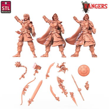 3D Printed STL Miniatures Human Female Ranger A Rangers 28 - 32mm War Gaming D&D (Online Only)