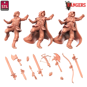 3D Printed STL Miniatures Human Male Ranger A Rangers 28 - 32mm War Gaming D&D (Online Only)