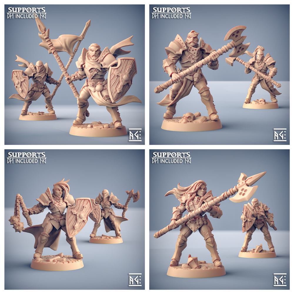 3D Printed Artisan Guild Modular Human Fighters Fighters Guild Set 28mm 32mm (Online Only)