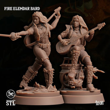 3D Printed Sordane Publishing Fire Elemdar Bard 28 32mm D&D (Online Only)