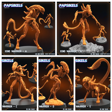 3D Printed Papsikels Xeno Warrior Set August 2024 Scifi 28mm 32mm (Online Only)