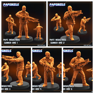 3D Printed Papsikels Papz Industries Gunner Bros Set 1 MARCH 2025 SCIFI 28mm 32mm (Online Only)
