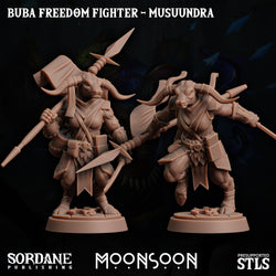 3D Printed Sordane Publishing Buba Freedom Fighter Musuundra Moonsoon 28 32mm D&D (Online Only)