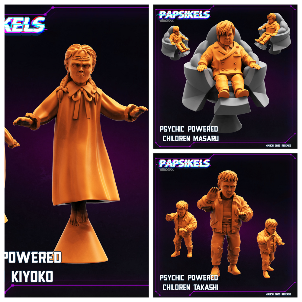 3D Printed Papsikels Psychic Powered Children MARCH 2025 CYBERPUNK 28mm 32mm (Online Only)