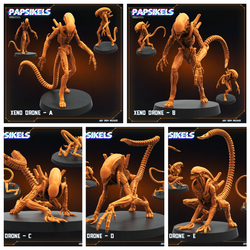 3D Printed Papsikels Xeno Drone Set July 2024 Scifi 28mm 32mm (Online Only)