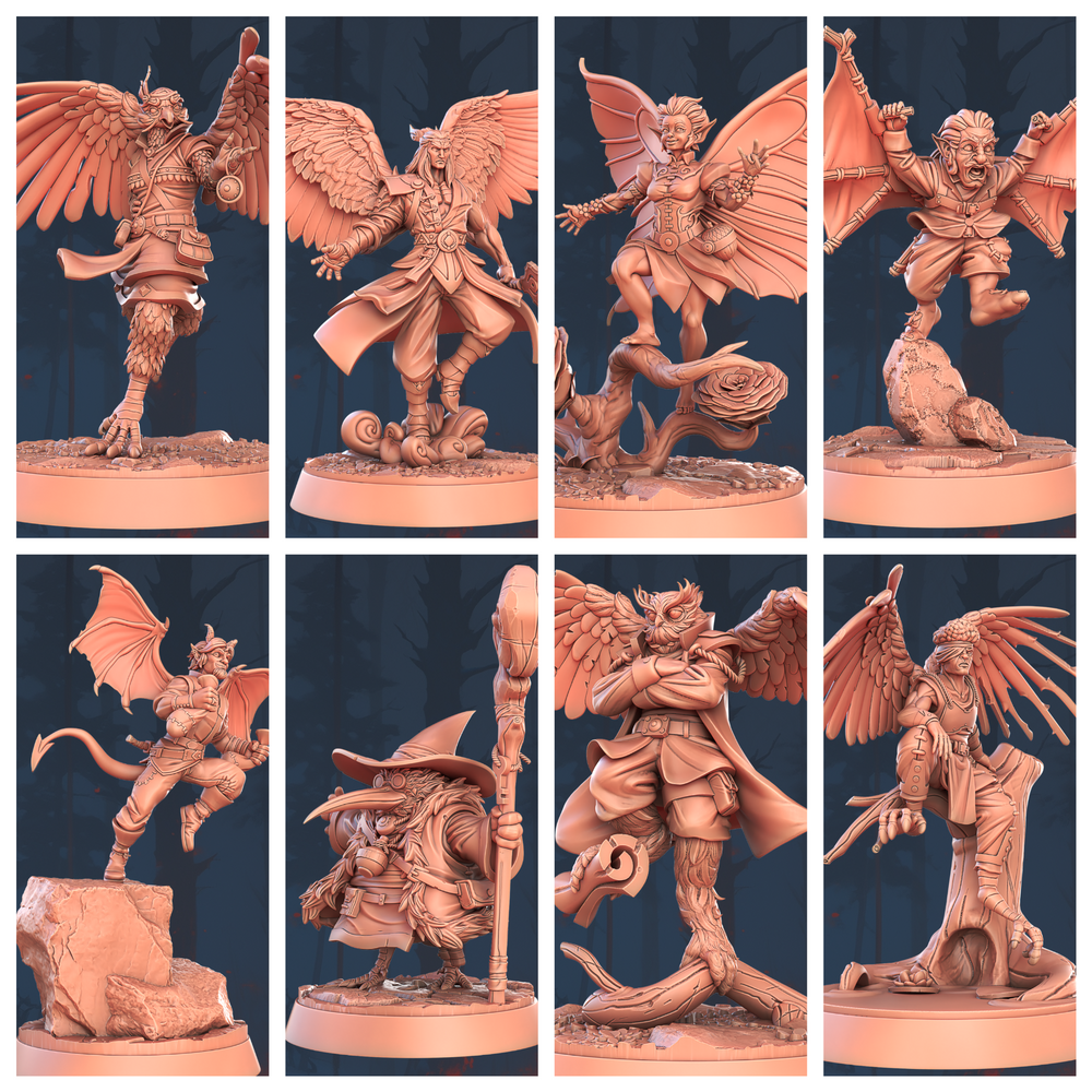 3D Printed STL Miniatures Floating Islands Characters 28 - 32mm War Gaming D&D (Online Only)