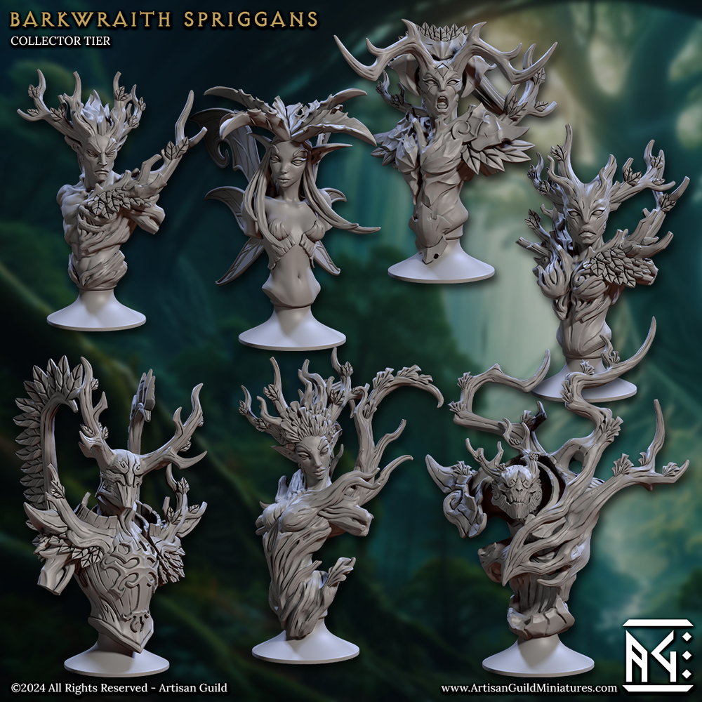 3D Printed Artisan Guild Barkwraith Spriggans Busts 28mm 32mm (Online Only)