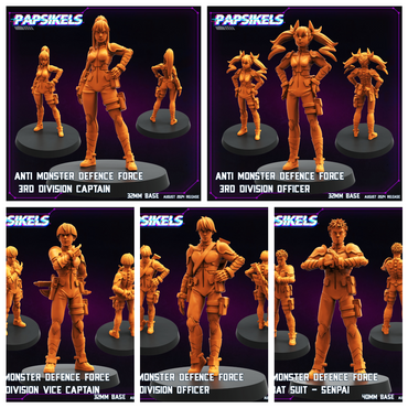 3D Printed Papsikels August 2024 Cyberpunk Anti Monster Defence Force Set 28mm 32mm (Online Only)