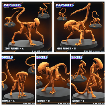 3D Printed Papsikels Xeno Runners Set SEPTEMBER 2024 SCIFI 28mm 32mm (Online Only)