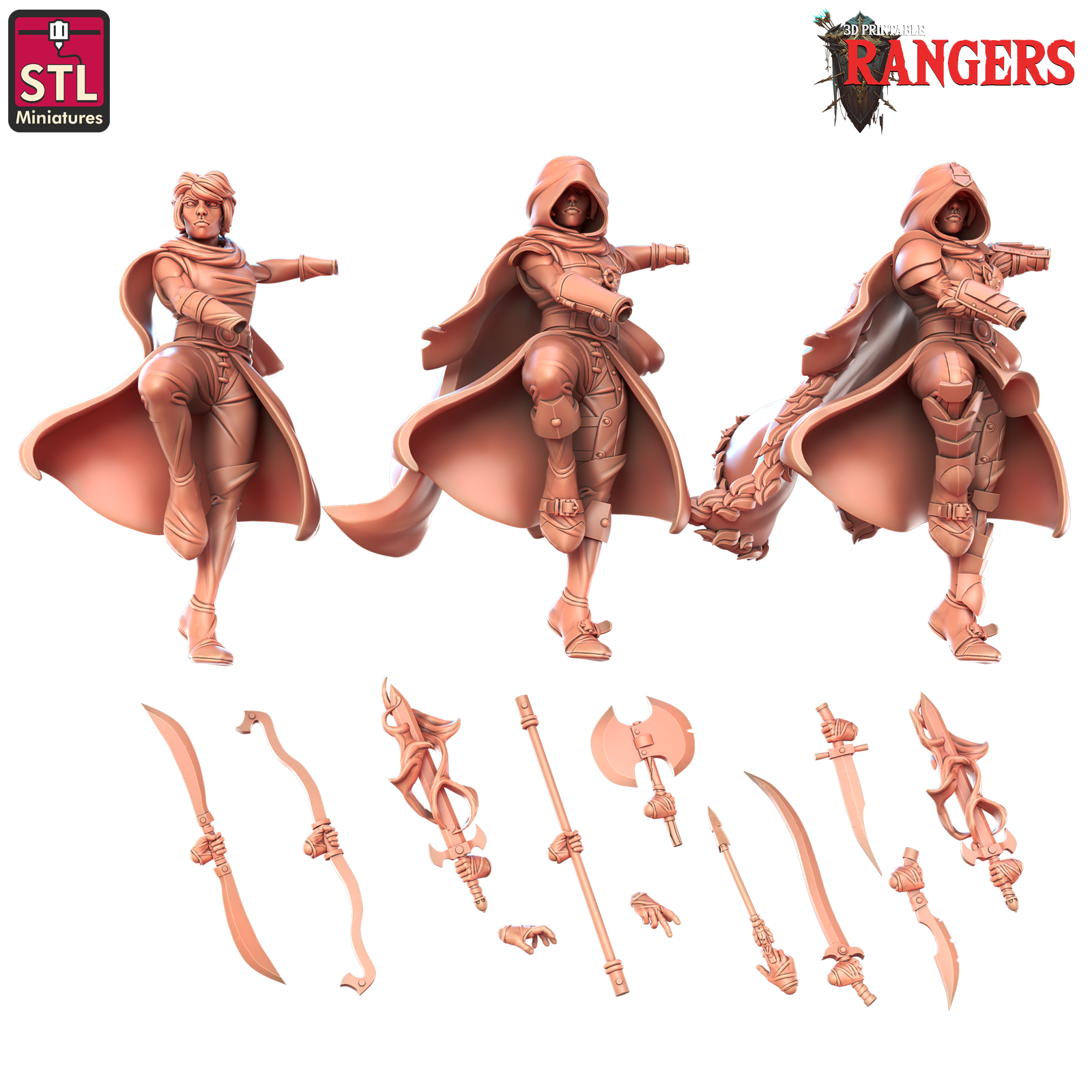 3D Printed STL Miniatures Elf Female Ranger B Rangers 28 - 32mm War Gaming D&D (Online Only)