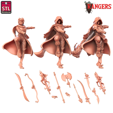 3D Printed STL Miniatures Elf Female Ranger B Rangers 28 - 32mm War Gaming D&D (Online Only)