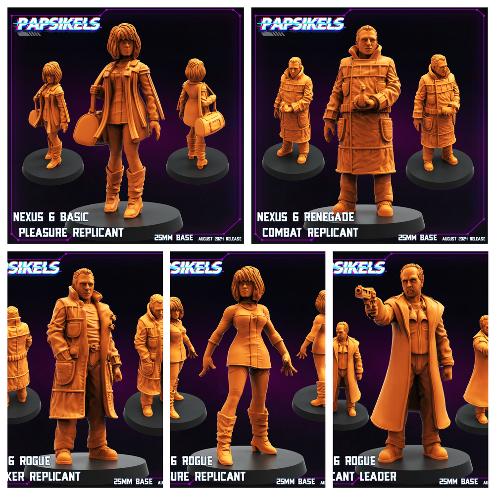 3D Printed Papsikels August 2024 Cyberpunk Nexus 6 Set 28mm 32mm (Online Only)