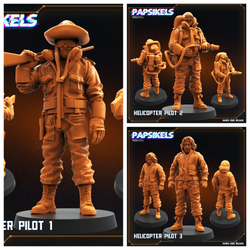 3D Printed Papsikels Helicopter Pilots MARCH 2025 CYBERPUNK 28mm 32mm (Online Only)