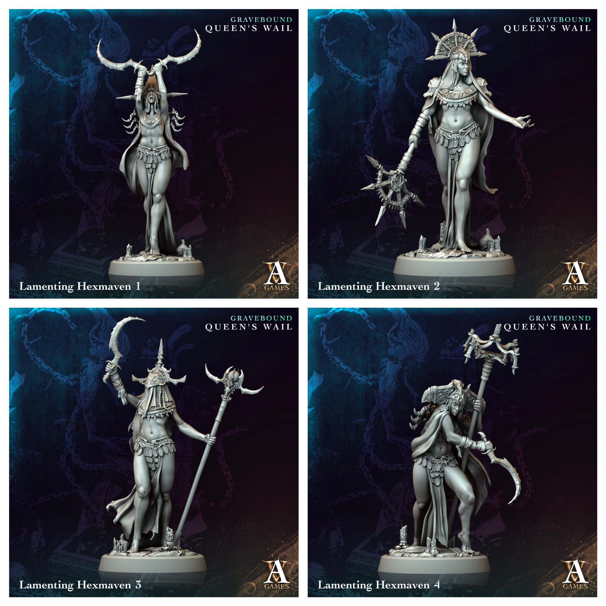 3D Printed Archvillain Games Lamenting Hexmaven Gravebound Queen's Wail 28 32mm D&D (Online Only)