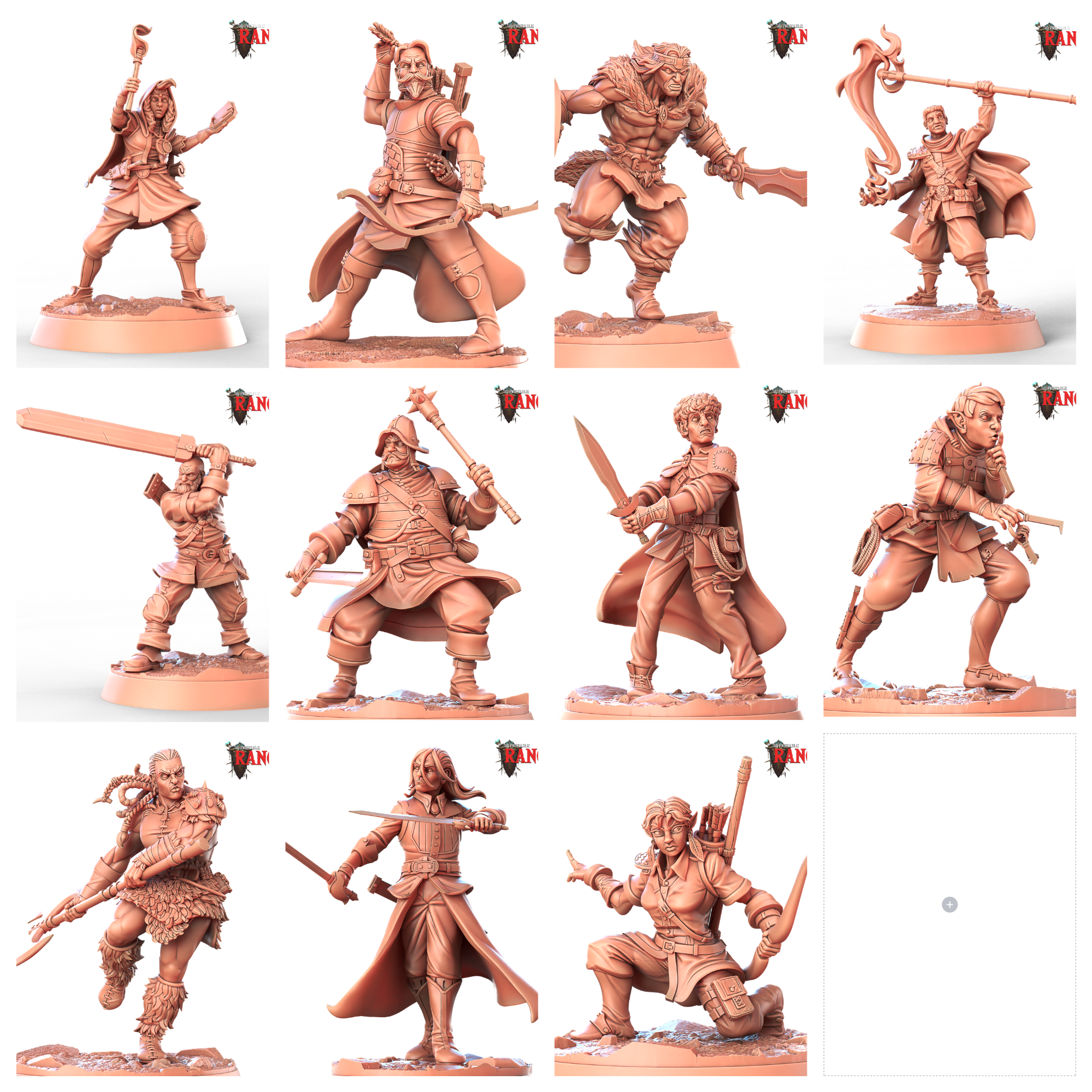 3D Printed STL Miniatures Ranger Companions Set Rangers  28 - 32mm War Gaming D&D (Online Only)