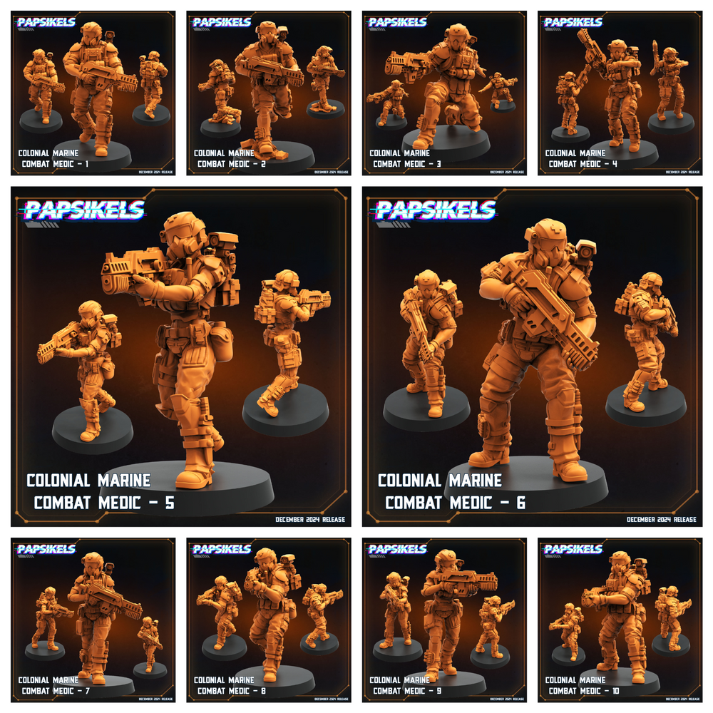 3D Printed Papsikels Colonial Marine Combat Medic Team Dec. 2024 SciFi 28mm 32mm (Online Only)